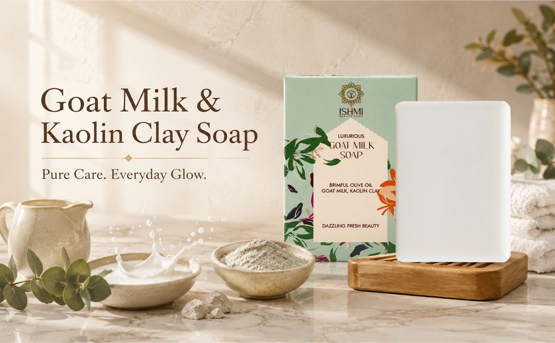 Ishmi Pure Glow Goat Milk & Kaolin Clay Handmade Soap