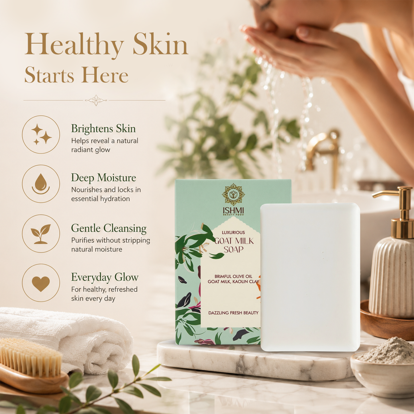 Ishmi Pure Glow Goat Milk & Kaolin Clay Handmade Soap