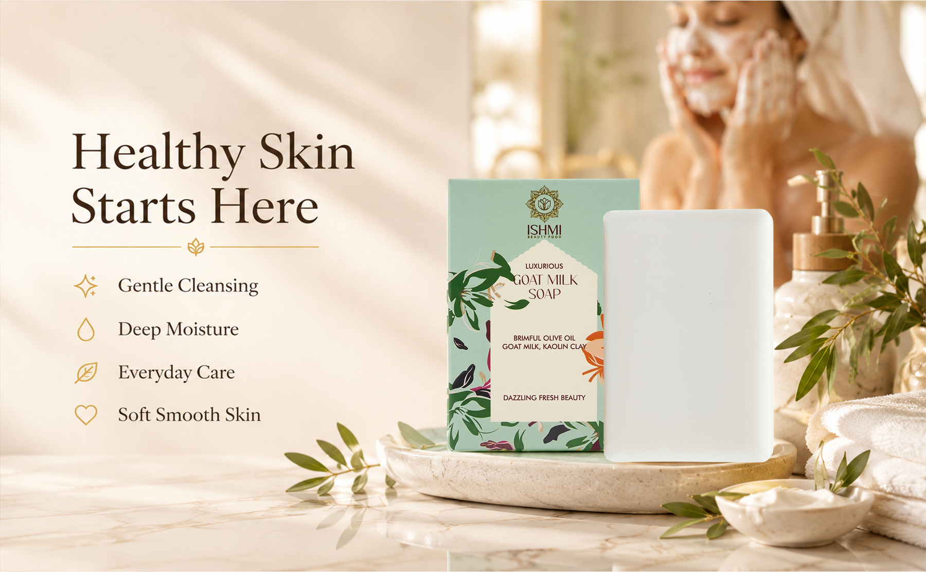 Ishmi Pure Glow Goat Milk & Kaolin Clay Handmade Soap