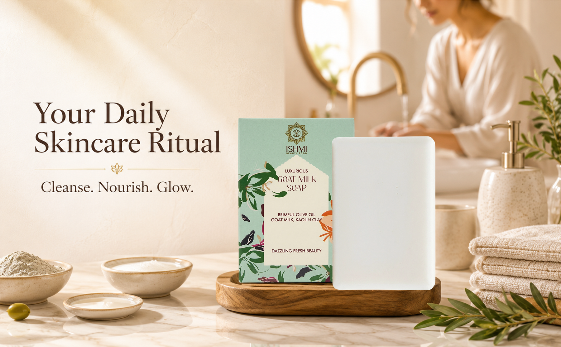 Ishmi Pure Glow Goat Milk & Kaolin Clay Handmade Soap