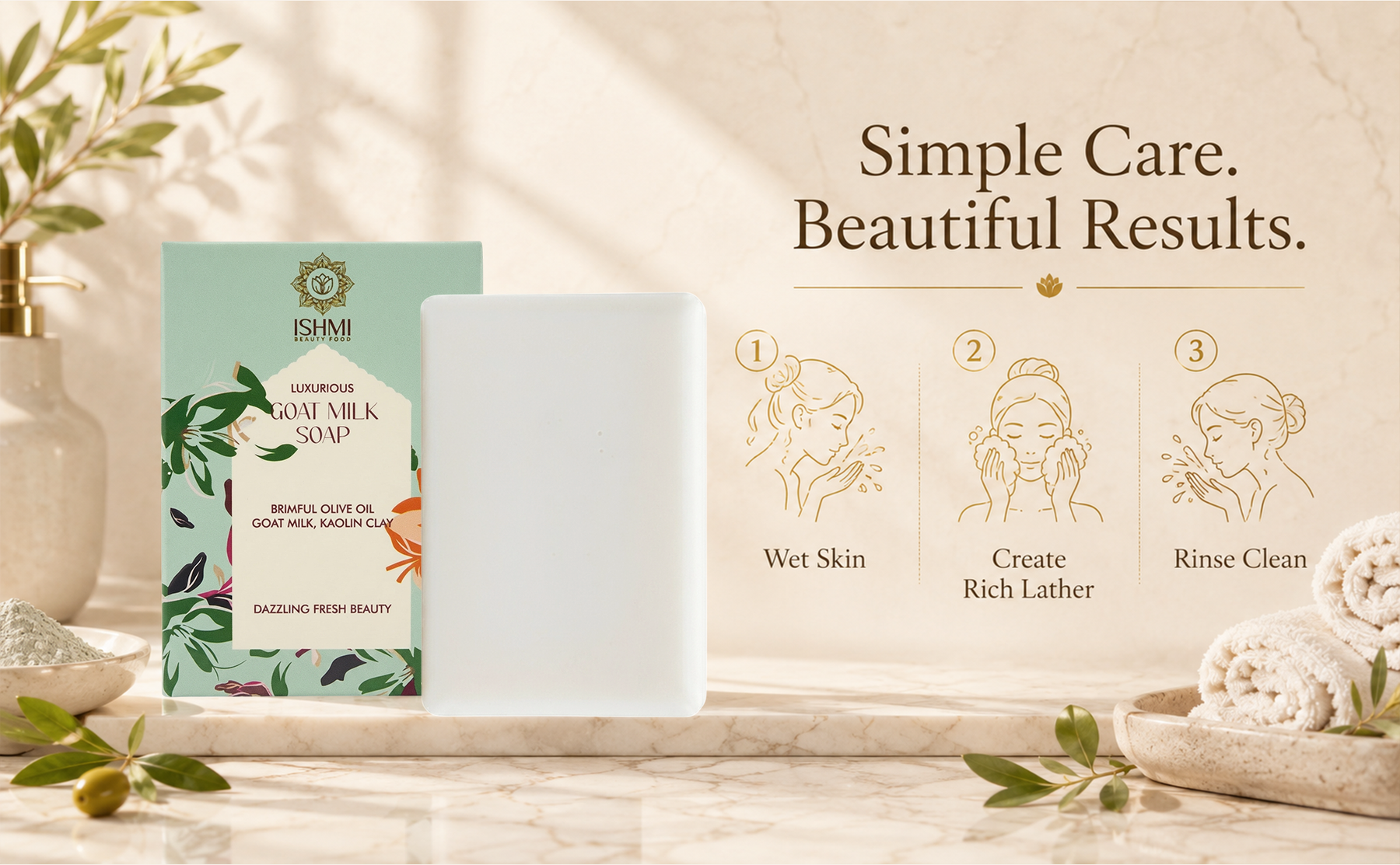 Ishmi Pure Glow Goat Milk & Kaolin Clay Handmade Soap
