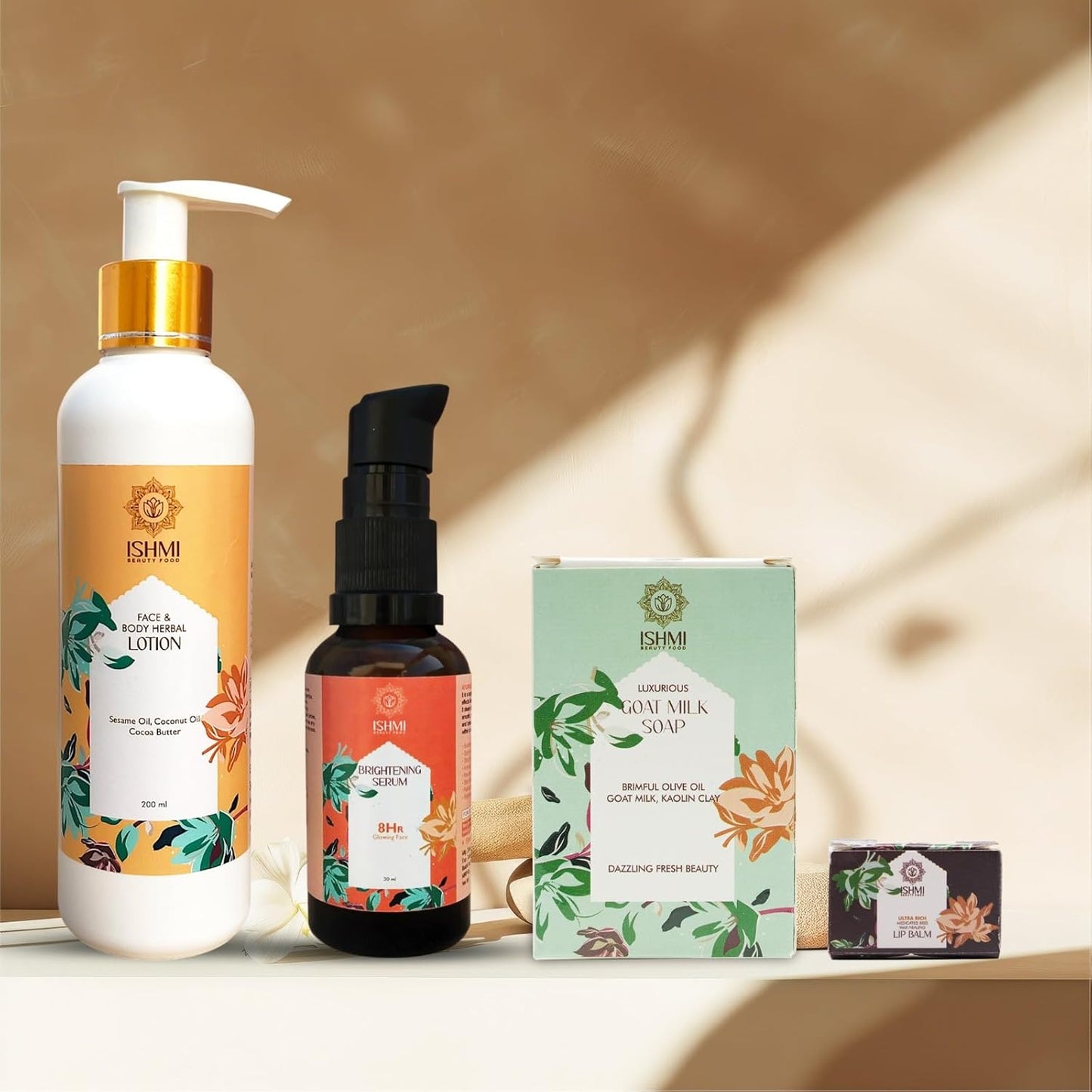 Ishmi Glow Essentials Combo | Vitamin C Serum, Goat Milk Soap, Body Lotion & Lip Balm