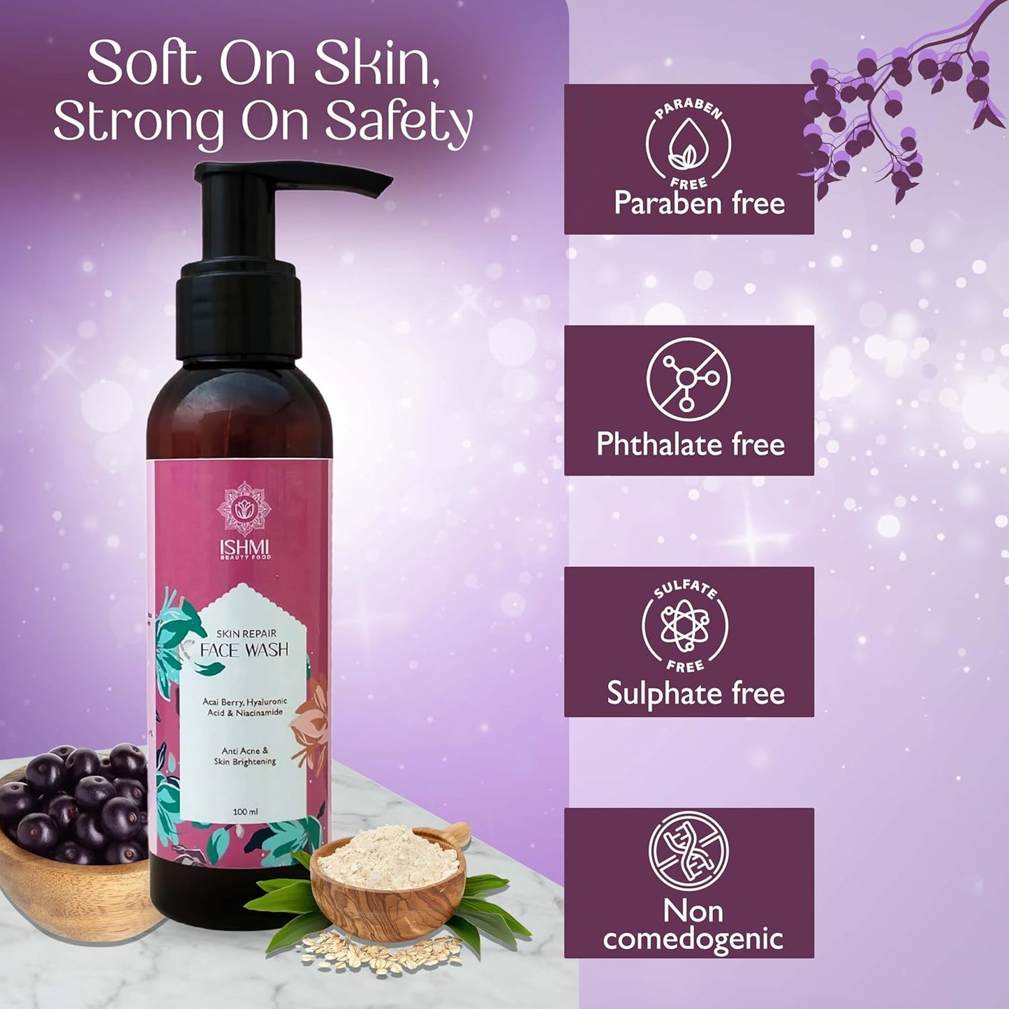 Ishmi Skin Repair Face Wash | Acai Berry, Niacinamide & Hyaluronic Acid