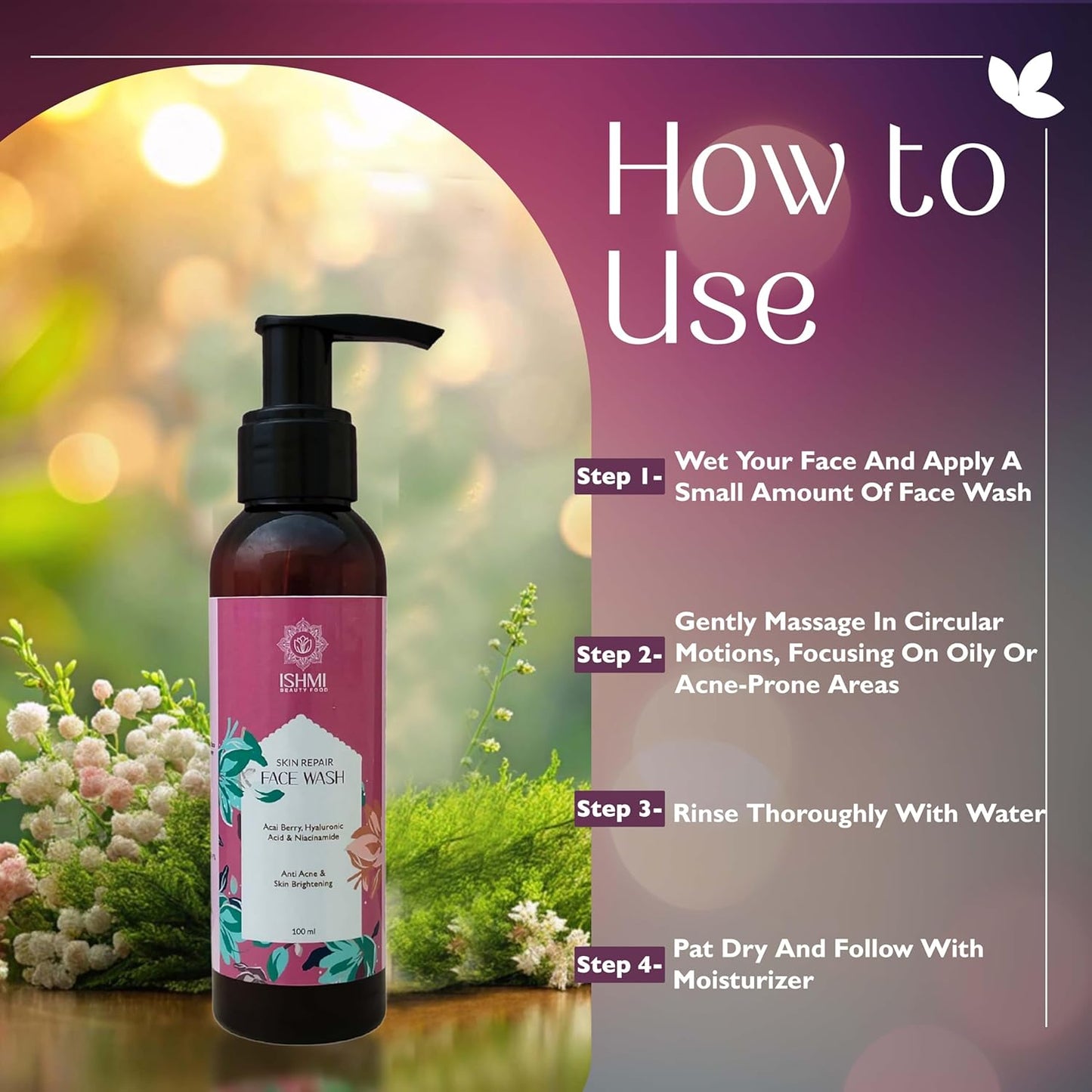 Ishmi Skin Repair Face Wash | Acai Berry, Niacinamide & Hyaluronic Acid