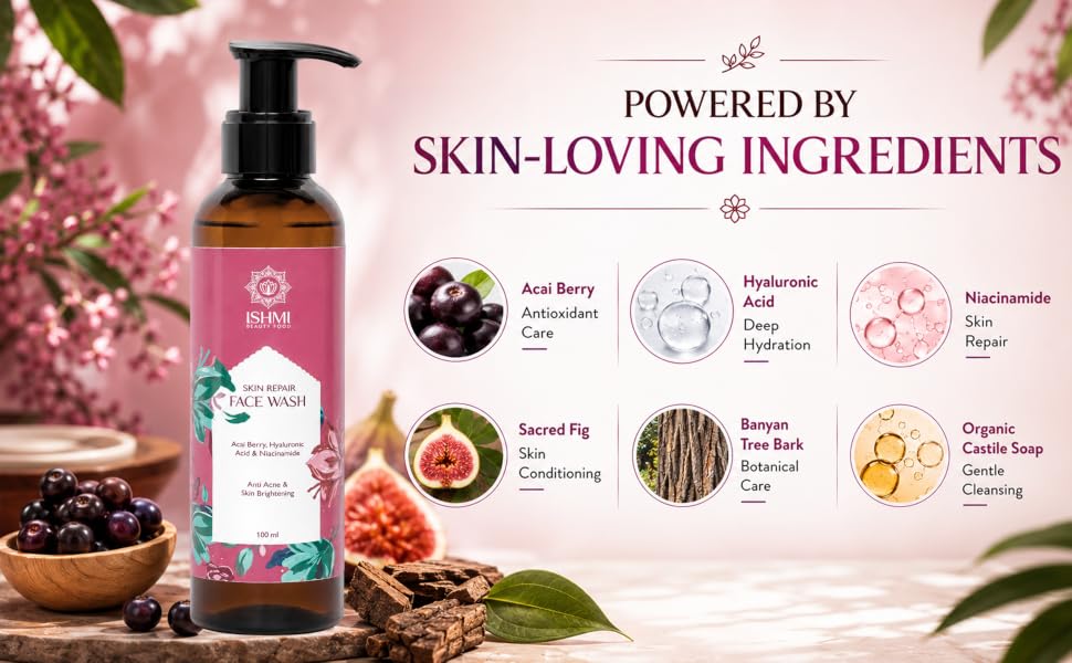 Ishmi Skin Repair Face Wash | Acai Berry, Niacinamide & Hyaluronic Acid